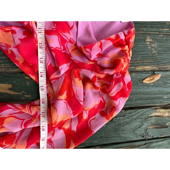 Jessica Simpson Floral Cut-Out Mini Dress Pink Red Orange O-Ring Size XS J363 - Picture 4 of 7